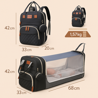 3-in-1 Dreambag – Luiertas, Reisbedje & Powerbank in één
