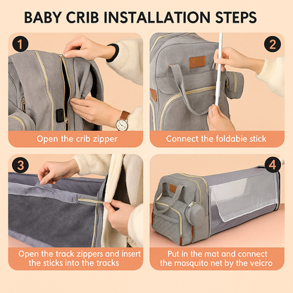 3-in-1 Dreambag – Luiertas, Reisbedje & Powerbank in één