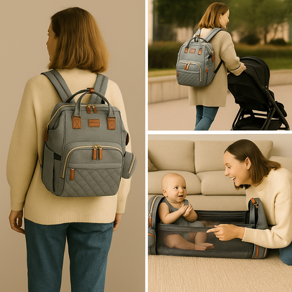 3-in-1 Dreambag – Luiertas, Reisbedje & Powerbank in één